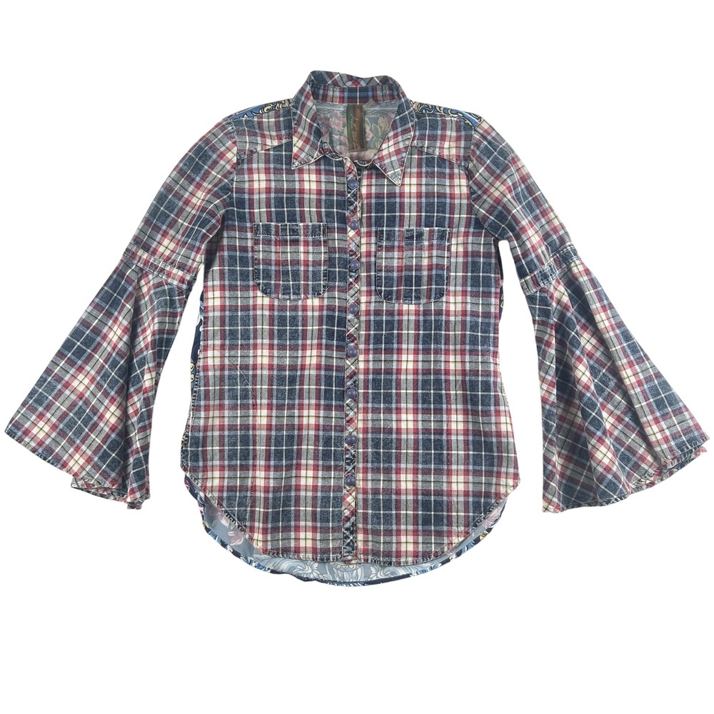 Aratta Plaid Button Down Shirt - Red, Blue, White